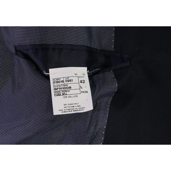 Saks Fifth Avenue Men's Modern Fit Solid Navy Blue 120's Wool Blazer Jacket 42L - Picture 10 of 10